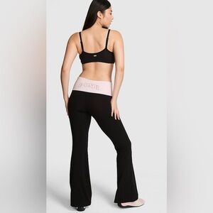 PINK VICTORIAS SECRET ALL-DAY COTTON FOLDOVER FLARE LEGGINGS